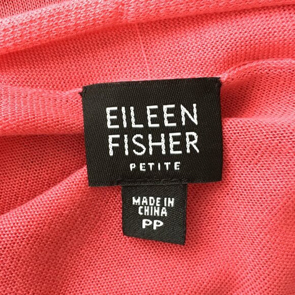 EILEEN FISHER Dark Pink Silk Blend Knit Short Sleeve Tie Front Hem Sweater Top - Picture 2 of 7